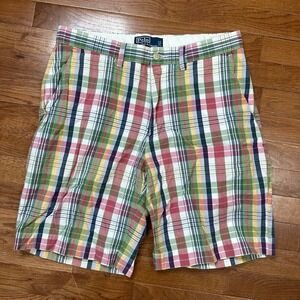 Vintage 90s Men's Polo Ralph Lauren MAdras Cotton Plaid Shorts 31